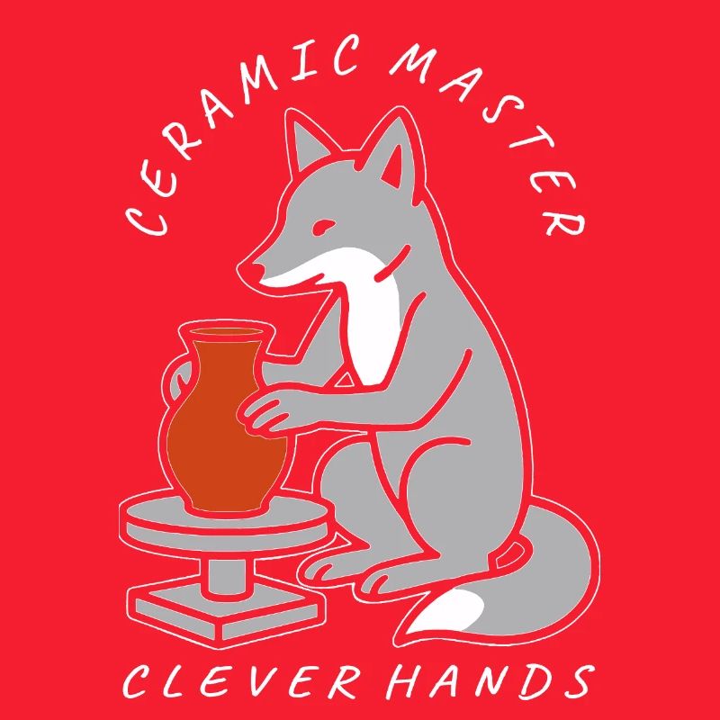 Ceramic Master Fox on Pottery Wheel