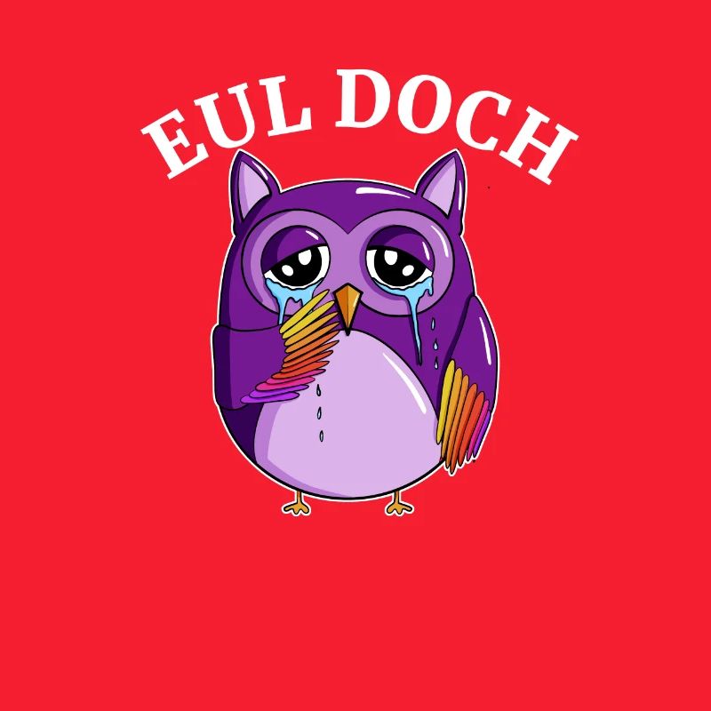 Traurige kleine Dicke Violette Eule mit Spruch Eul