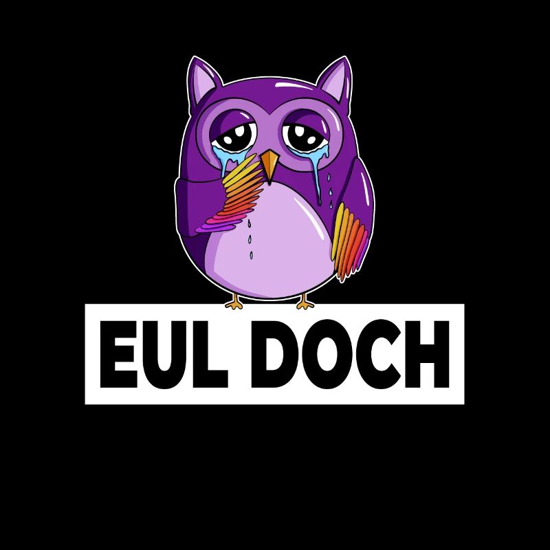 Traurige kleine Dicke Violette Eule mit Spruch Eul