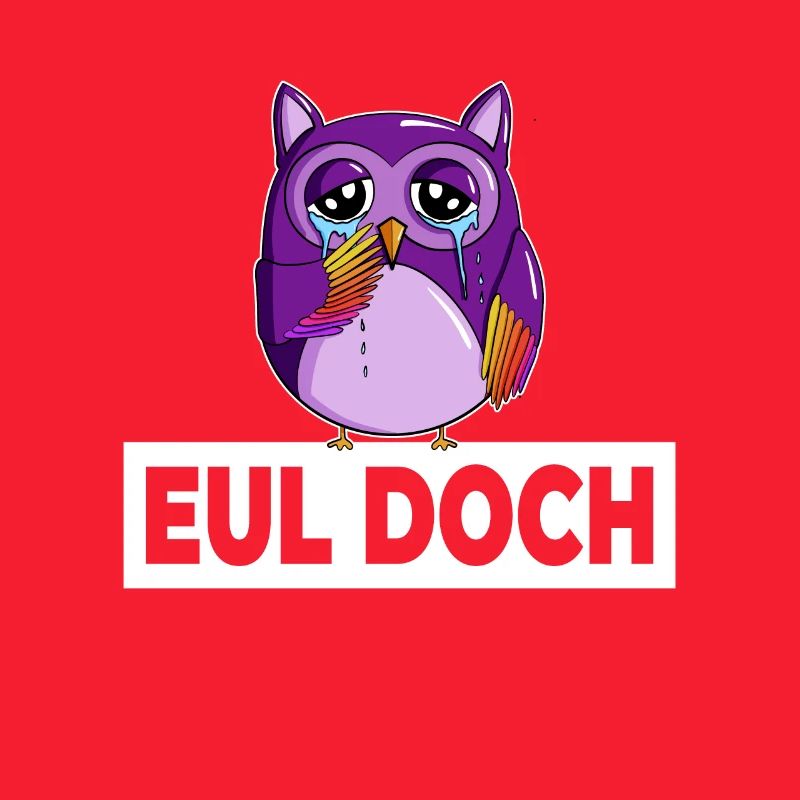 Traurige kleine Dicke Violette Eule mit Spruch Eul