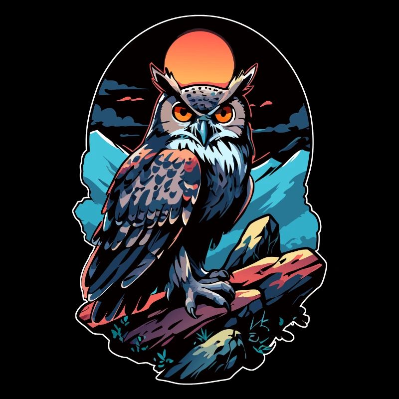 Great Owl Eagle Owl by Moonlight