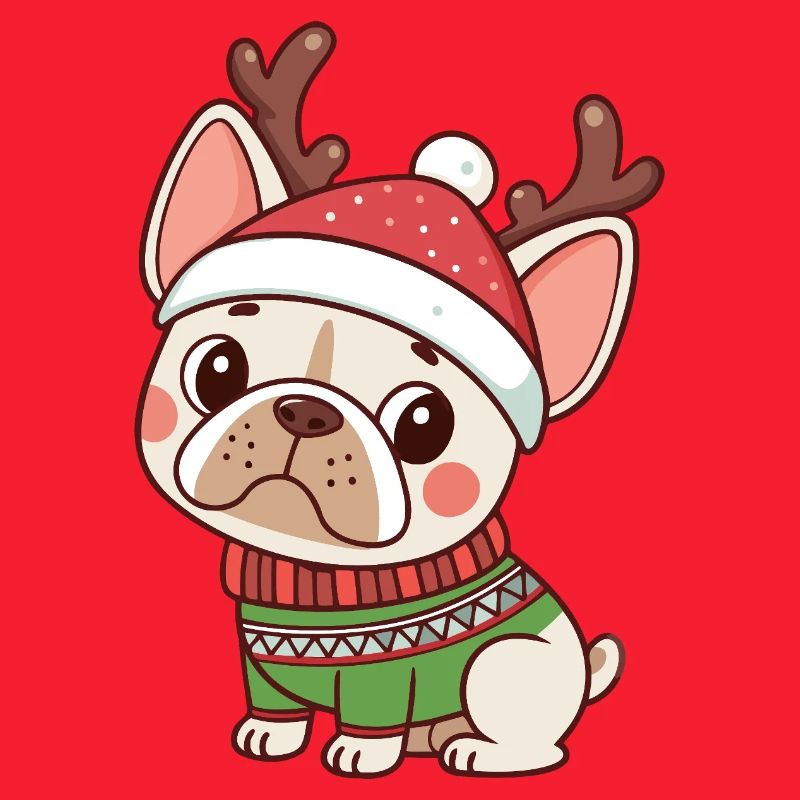 Chiot Noël Bonnet et Pull Vert