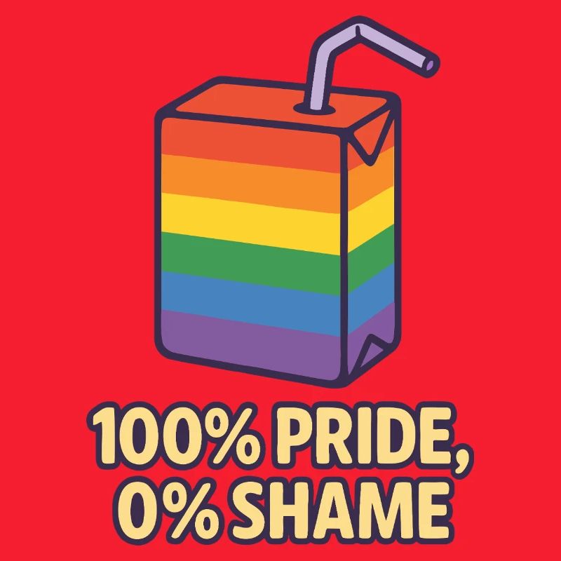 100% Pride, 0% Shame – Regenbogen-Saftbox Design