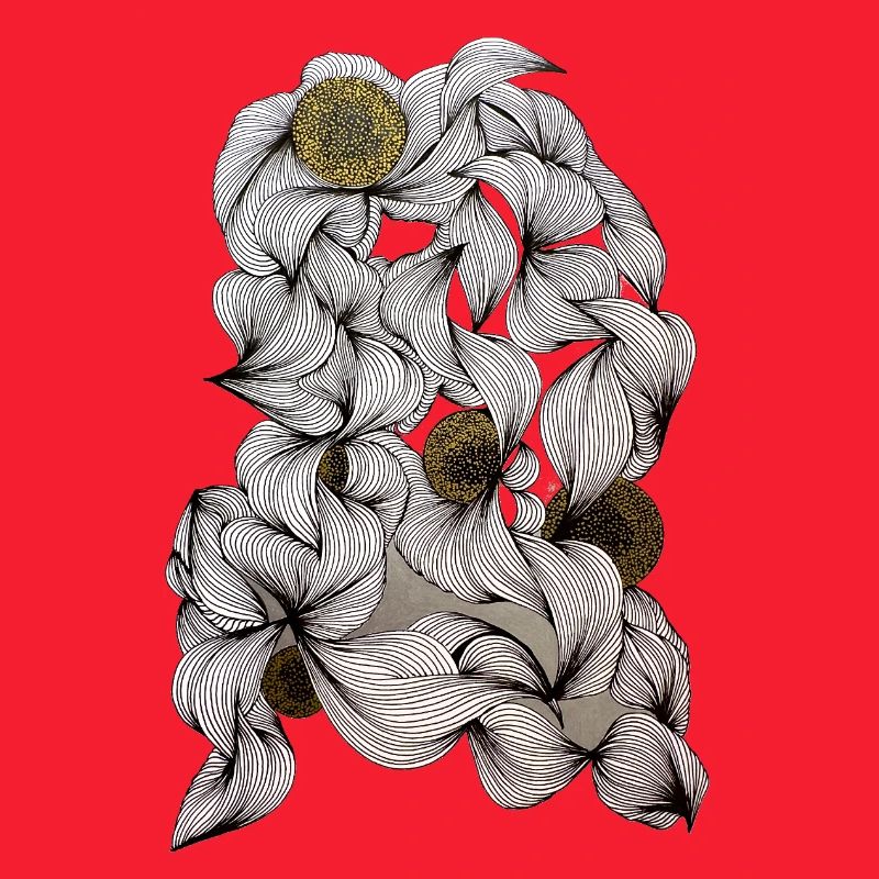 Des fleurs noires et blanches avec un centre doré