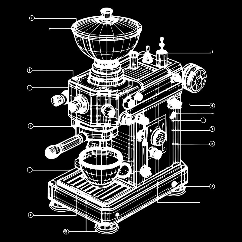coffee machine geometric wireframes design