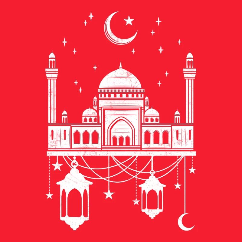 Mosque with crescent moon