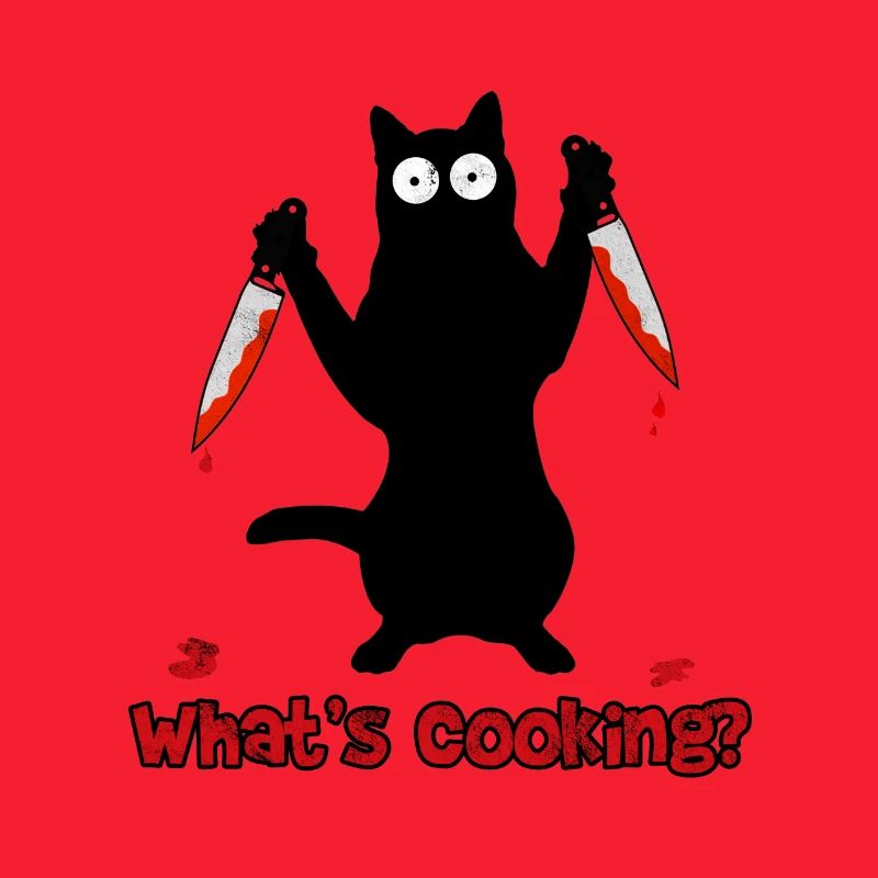 Chef cat with kitchen knife