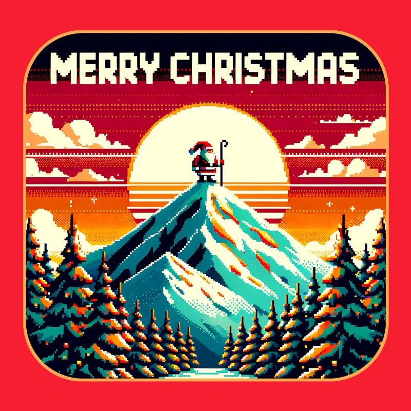 Weihnachtsmann auf dem Berg mit Sternenhimmel