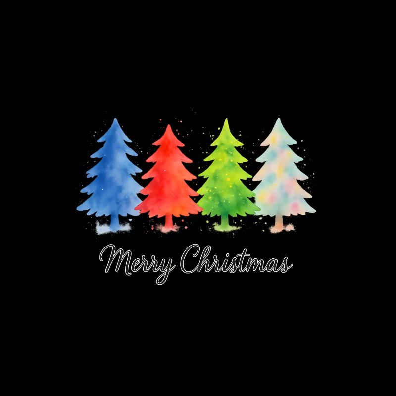 Rainbow Merry Christmas Trees