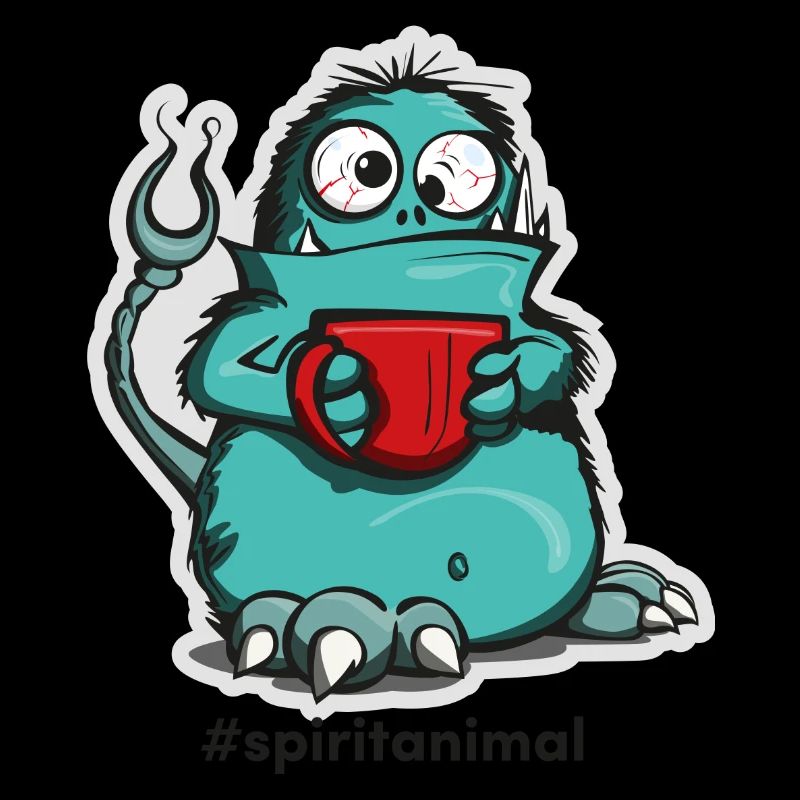 Coffee monster in comic style