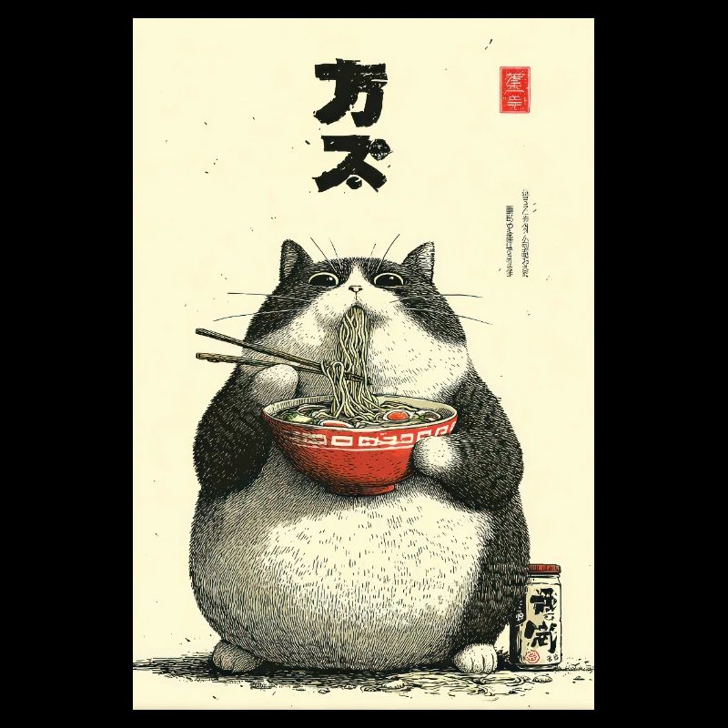 Chonky Cat Ramen Ukiyo-e
