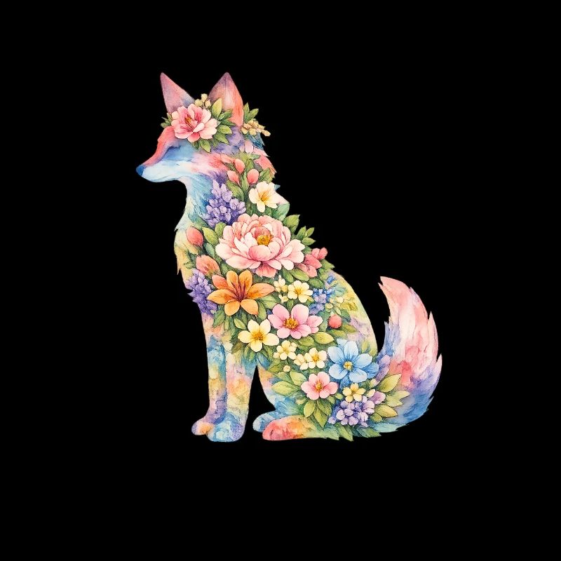 Fleurs en silhouette de renard