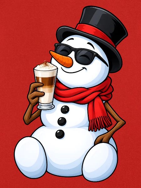 Schneemann mit Latte Macchiato