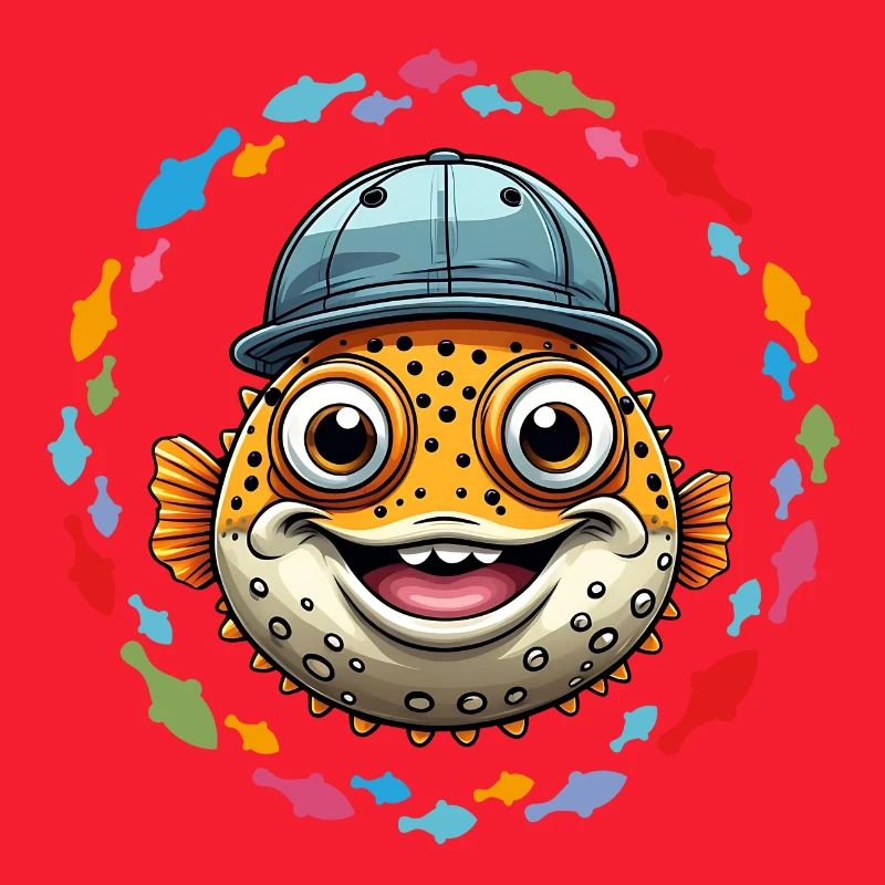 Cooler Kugelfisch mit Basecap