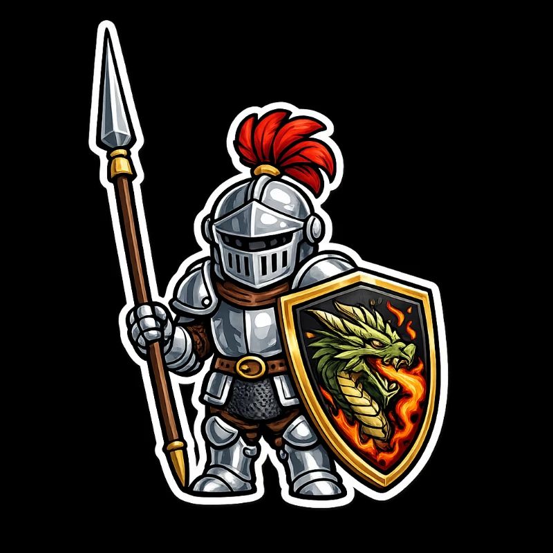 Great Knight with Dragon Shield . AI generated