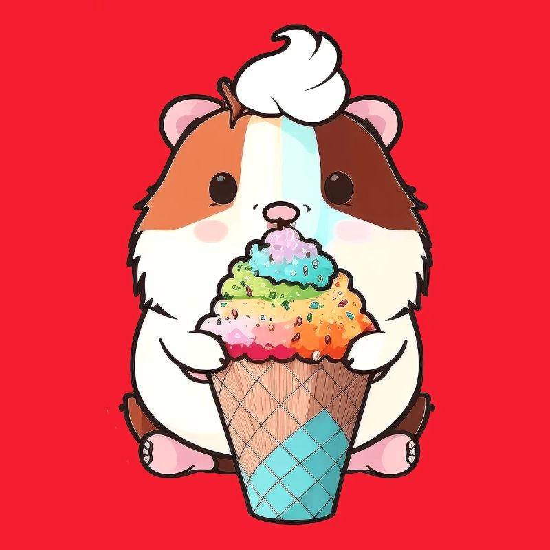 Kleiner Hamster mit buntem Eis