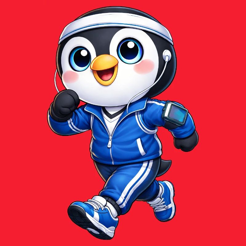 Marathon de jogging de pingouin sympa