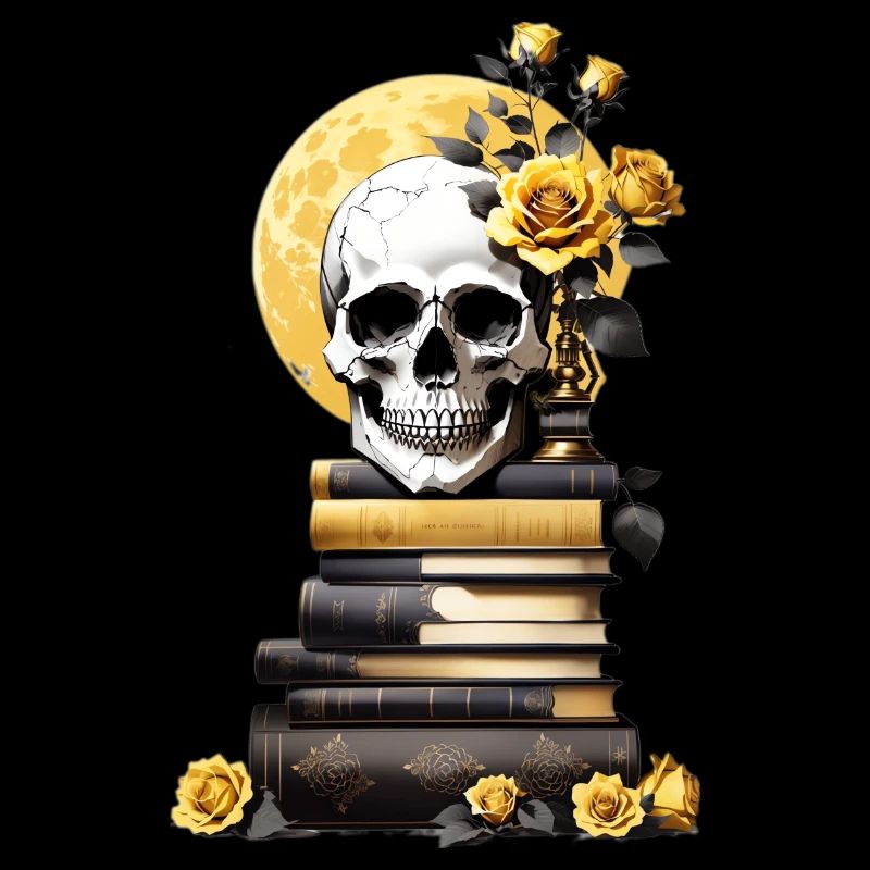 Bücherstapel mit Schädel