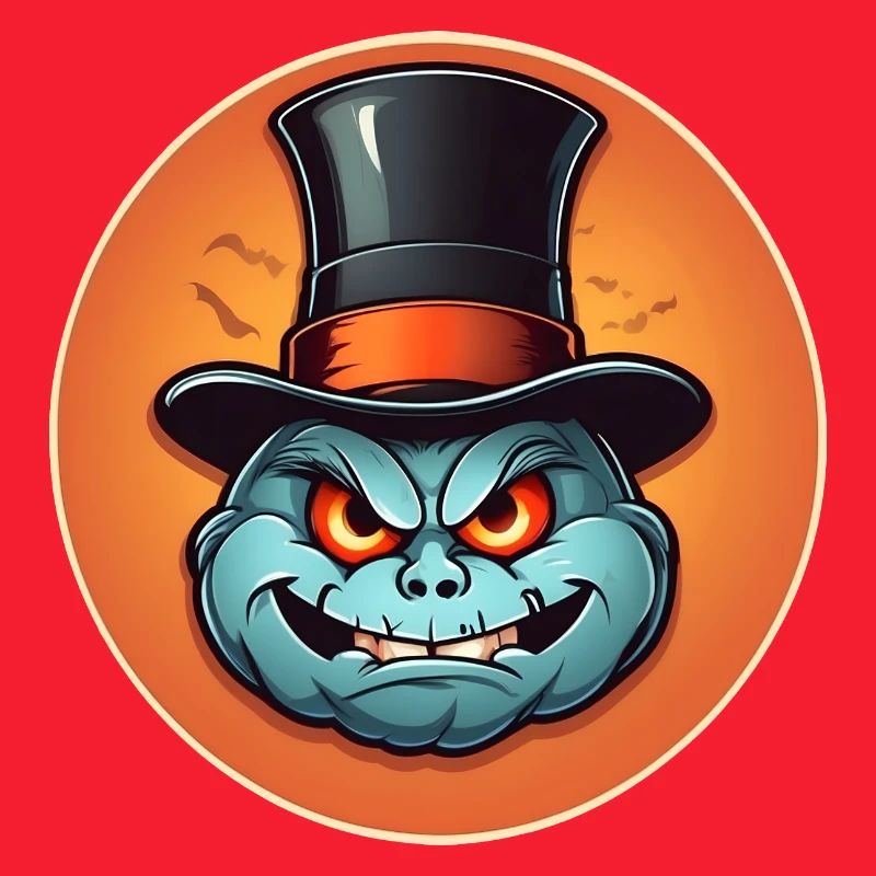 Funny grinning Halloween pumpkin with top hat
