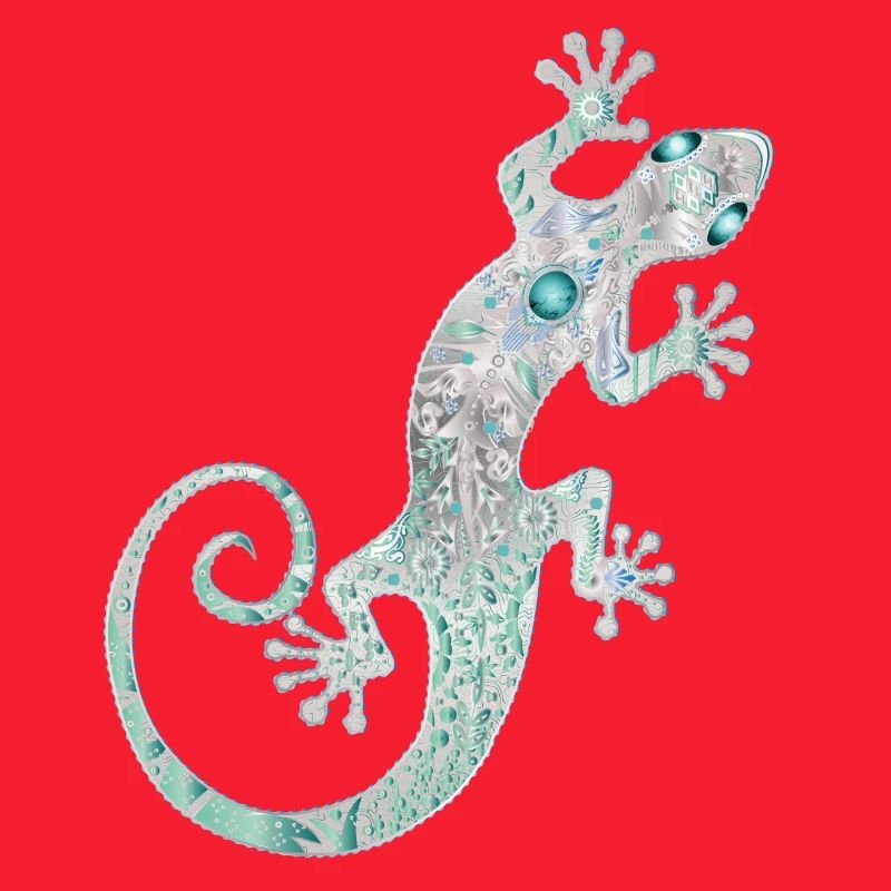 Ethno gecko d’argent et turquoise