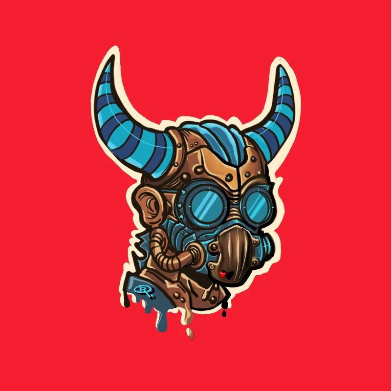 Masque Steampunk Cornu Bleuté