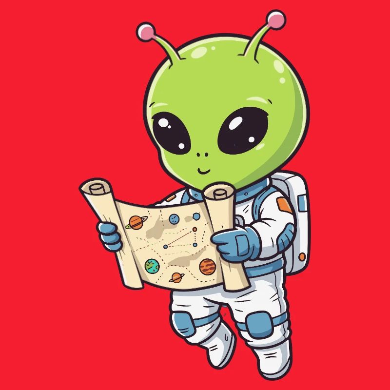 Alien Astronaut with Map