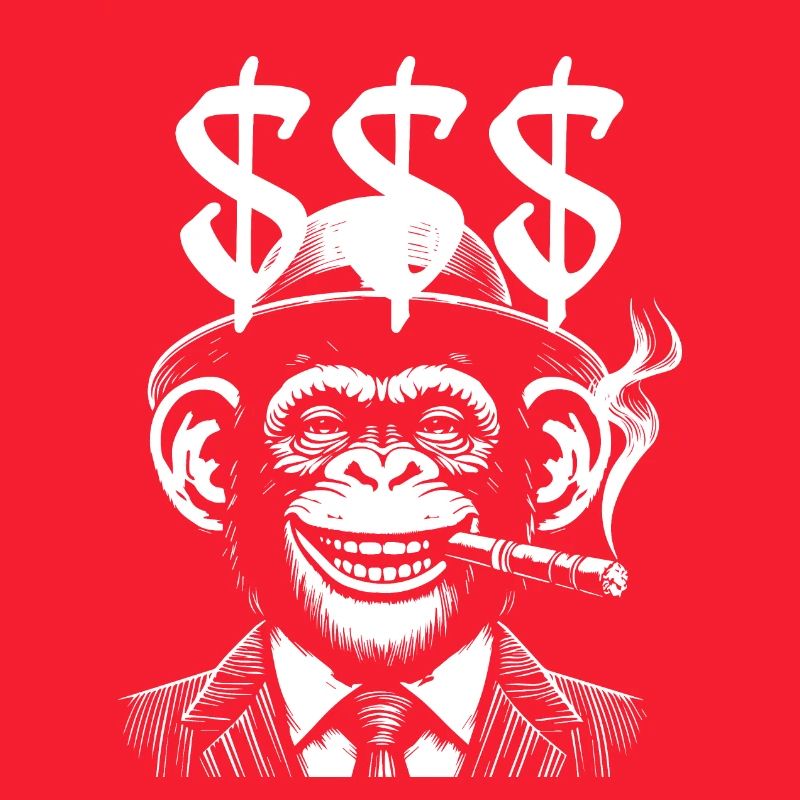 monkey with dollars smoking cigar