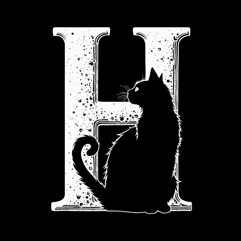 Letter H with cat