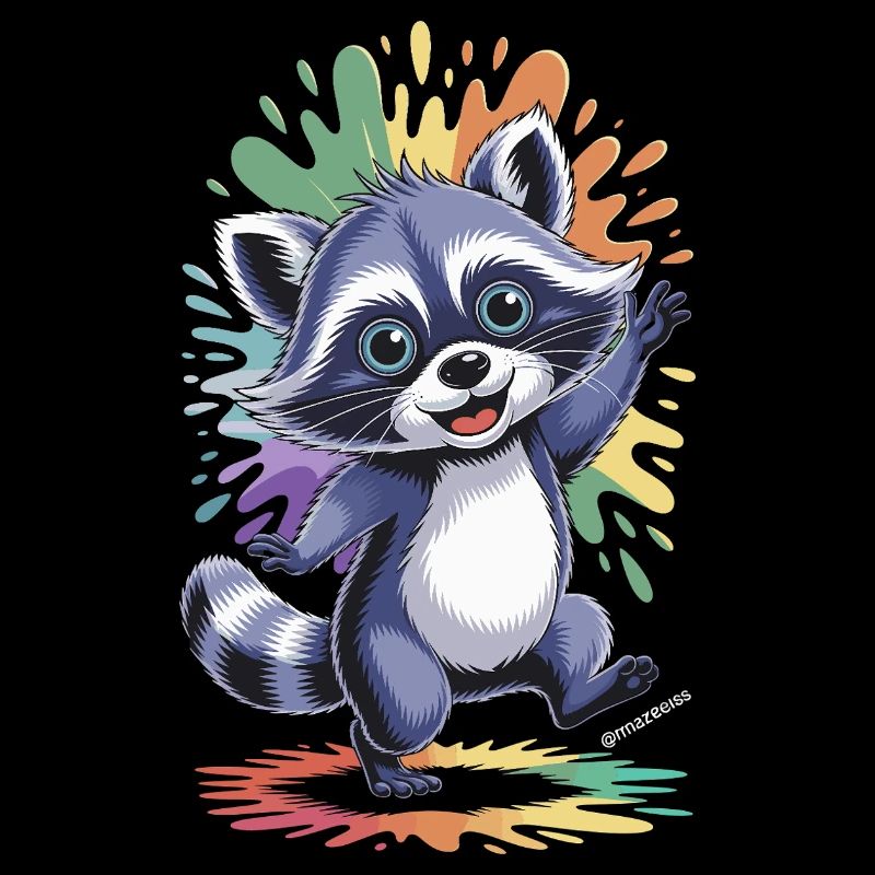Raton laveur joyeux aux couleurs