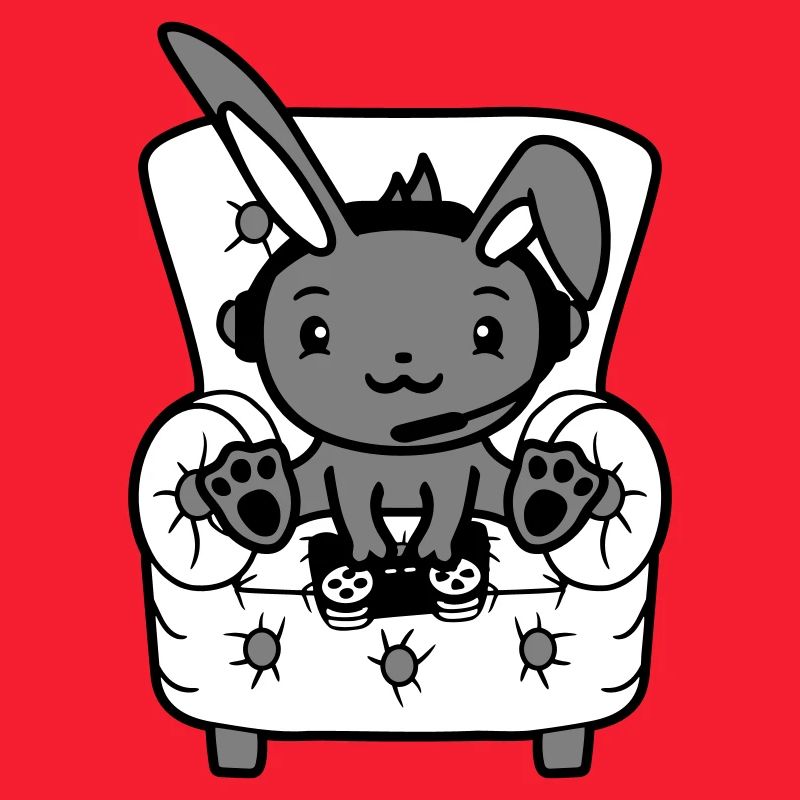 Bunny Playing Controller Console Headset Gamer Nerd