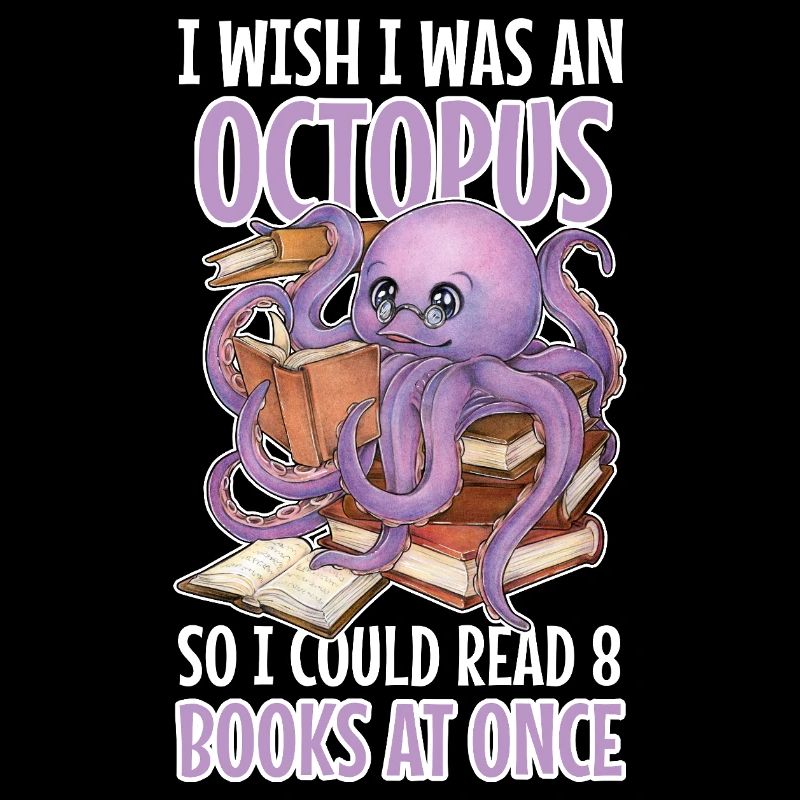 Reading Octopus in Stack of Books Book Gift