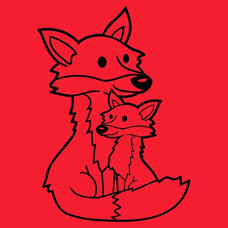 2 Füchse Mutter Rotfuchs Kleines Kind Vater Mama