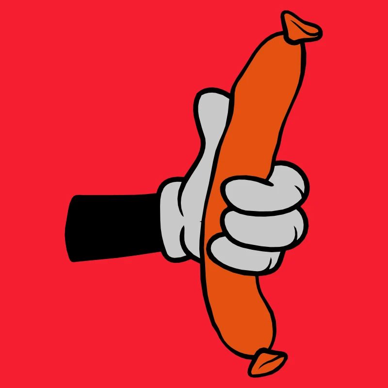 Comic Hand hält Wurst