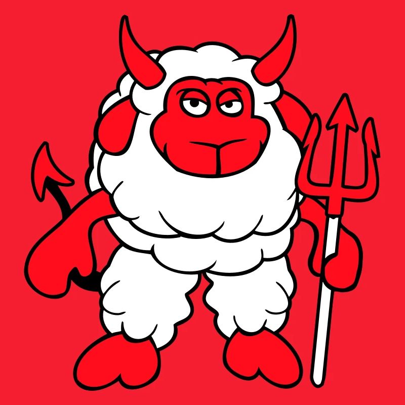 Mouton Diable Satan Enfer Mal Trident Cornes Cool
