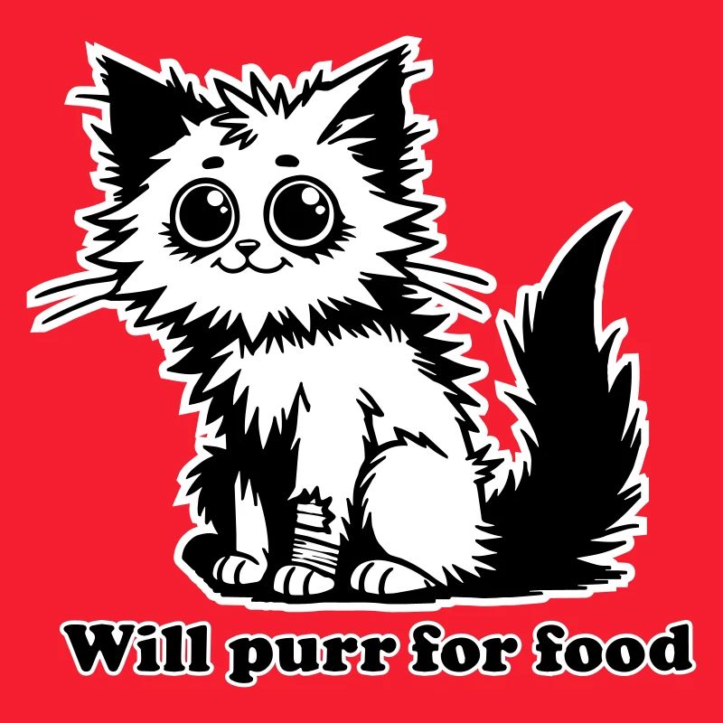 Chat sans abri - Will ronronnera pour la conception de nourriture