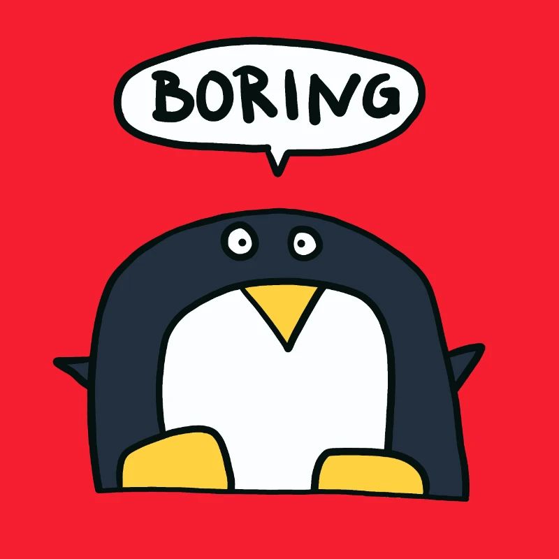 Pinguino annoiato dice Boring