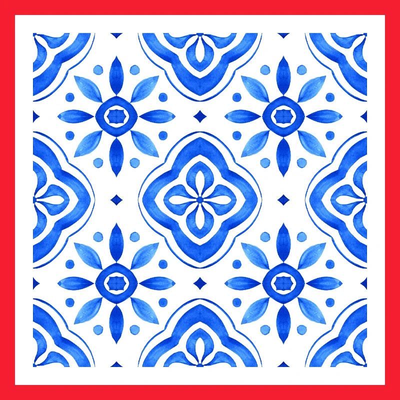 Blue Mediterranean Tile Watercolour Pattern