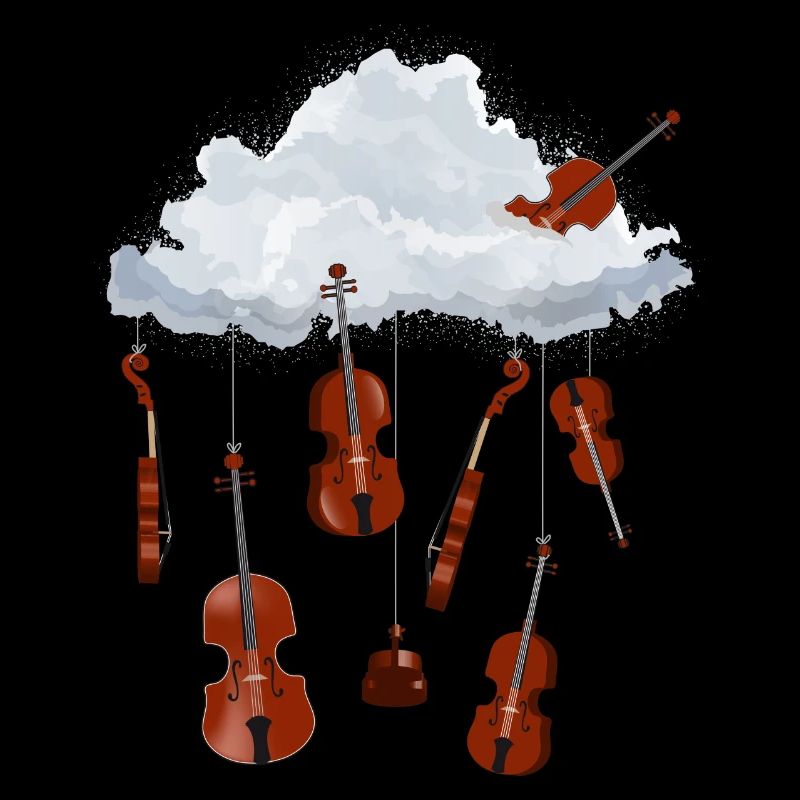 Un nuage dans le ciel plein de violons suspendus