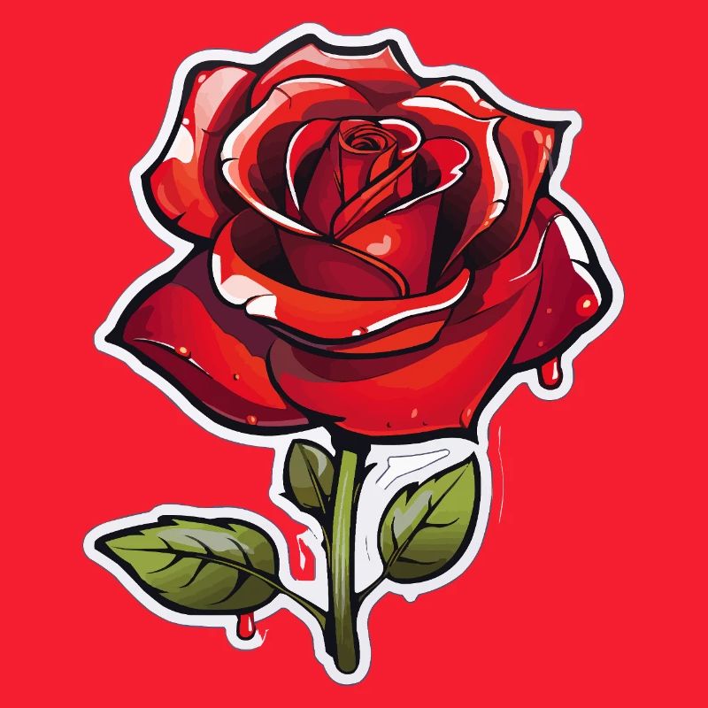 Rote Rose im Comics-Stil