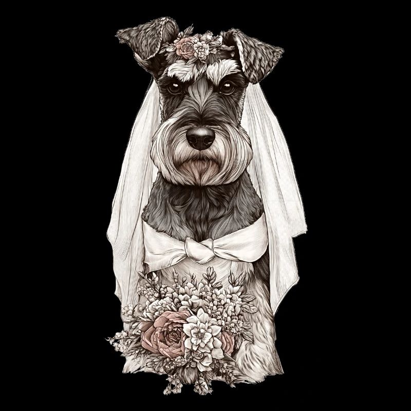 Schnauzer Bride with Flowers