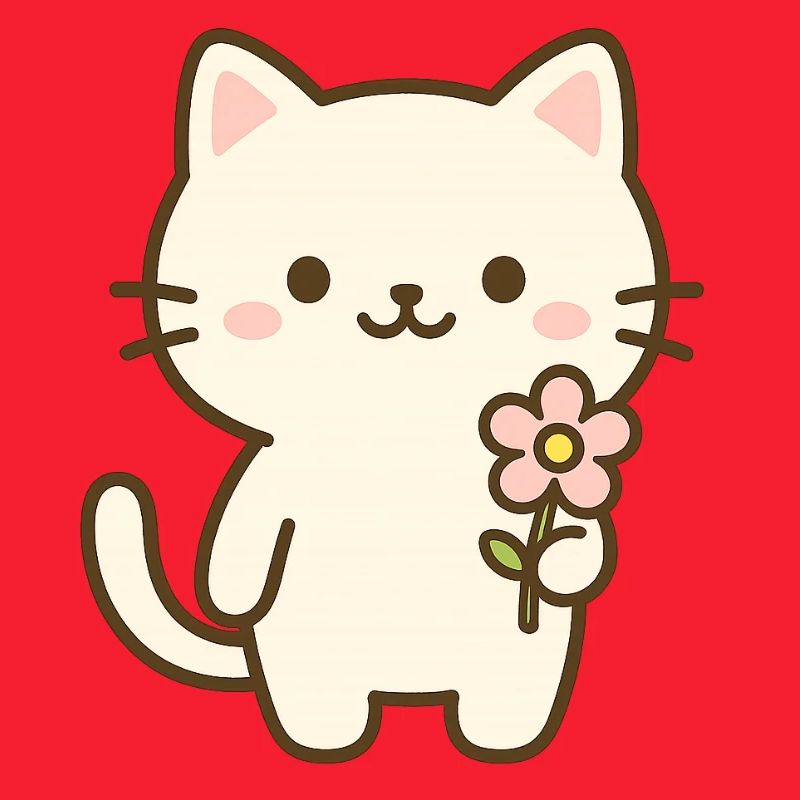 Chat mignon avec fleur