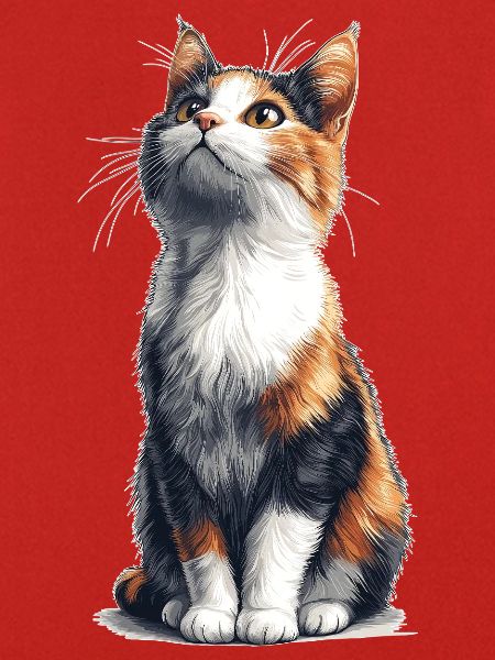 Bunte sitzende Comic Katze