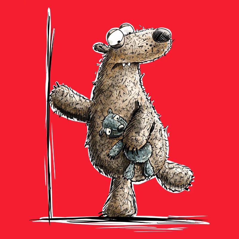 Drolliger Brauner Bär Mit Kuscheltier
