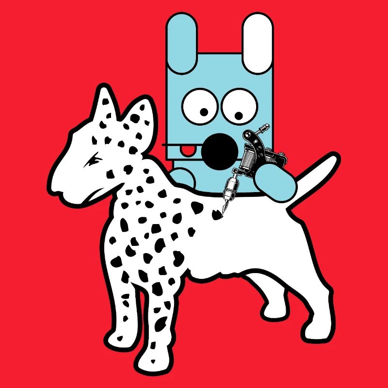 Blauer Bot-Hund mit Spritze