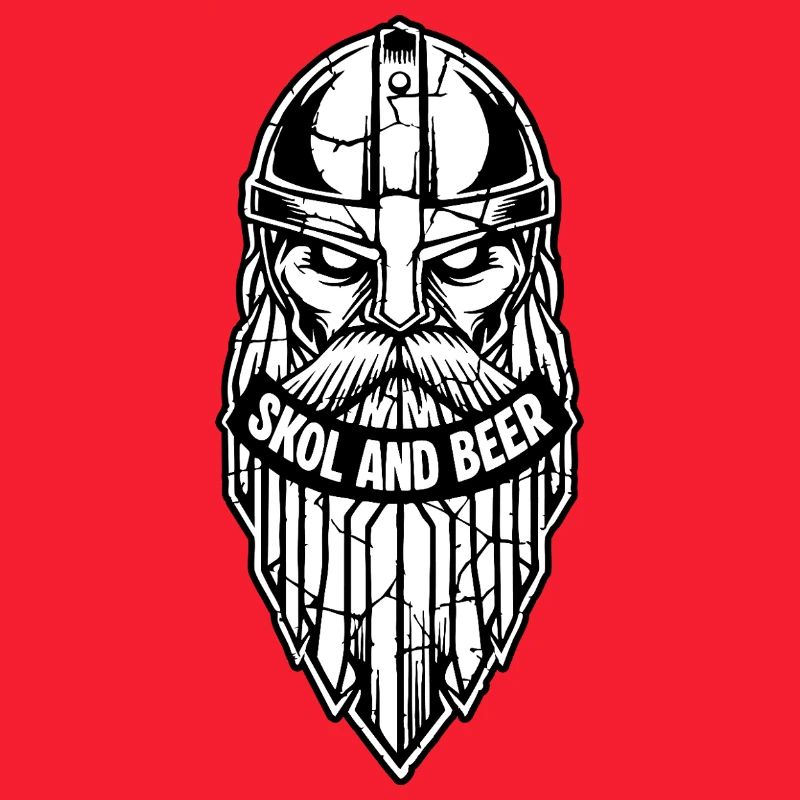 Maskottchen Wikinger-Skol und Bier-Krieger-Bart-Maskottchen