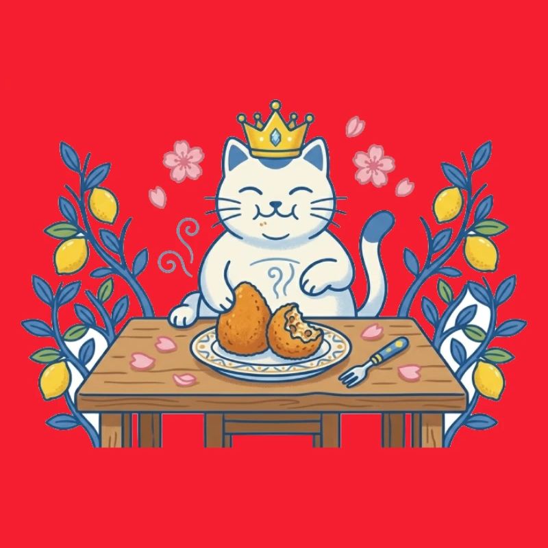 King cat at the table with kibble