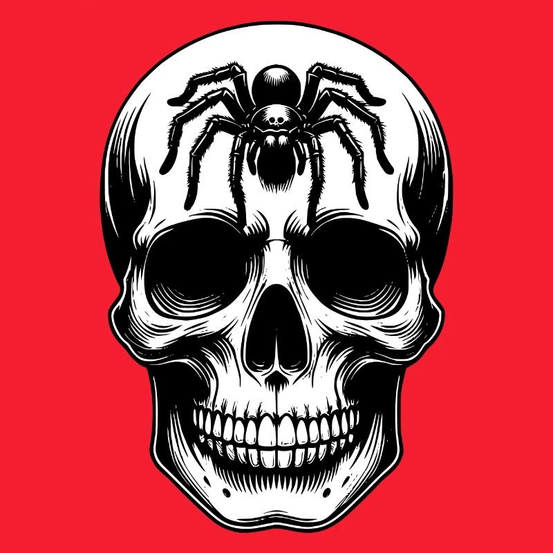 Skull with large spider on the forehead