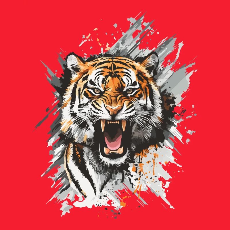 Tiger Head Predator Nature Wilderness Splash