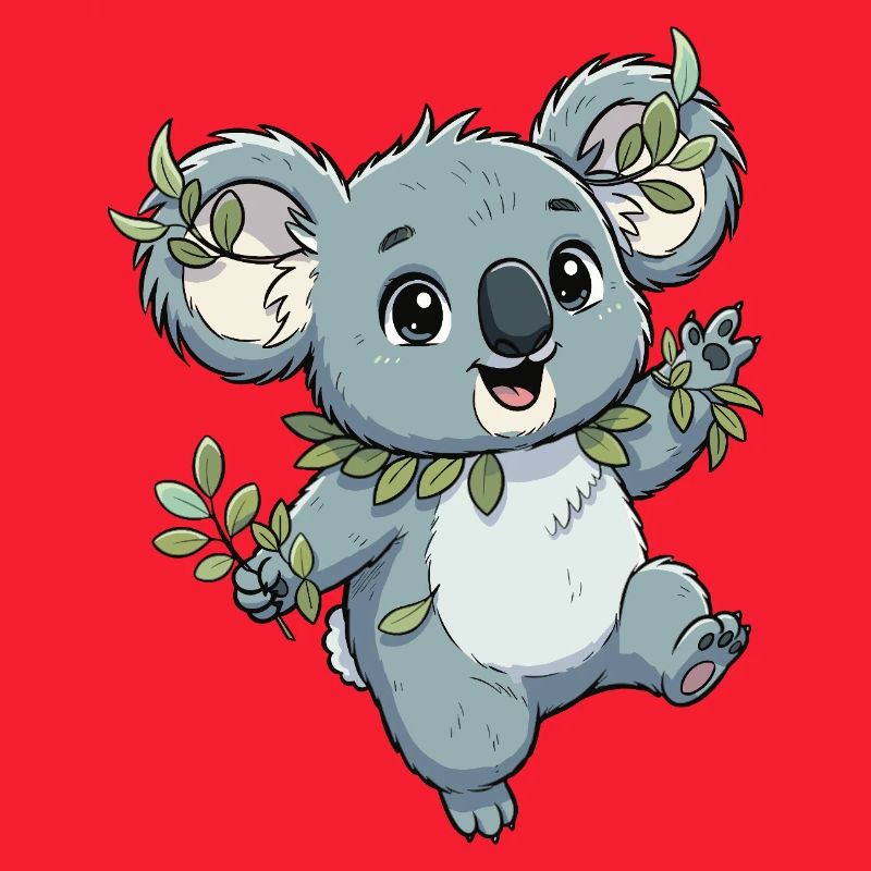 Koala vert avec couronne de feuilles