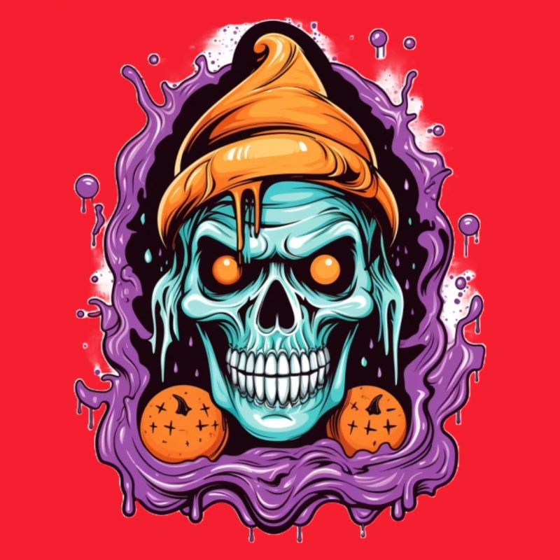Graffiti Skull with Halloween Elements